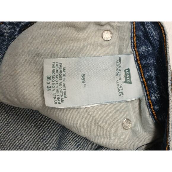 Levi's 559 Relaxed Comfort Fit Dress Casual Regular Work Blue Jeans 36x34 - Picture 5 of 8